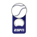 Baseball ball shape bottle opener with magnet.
